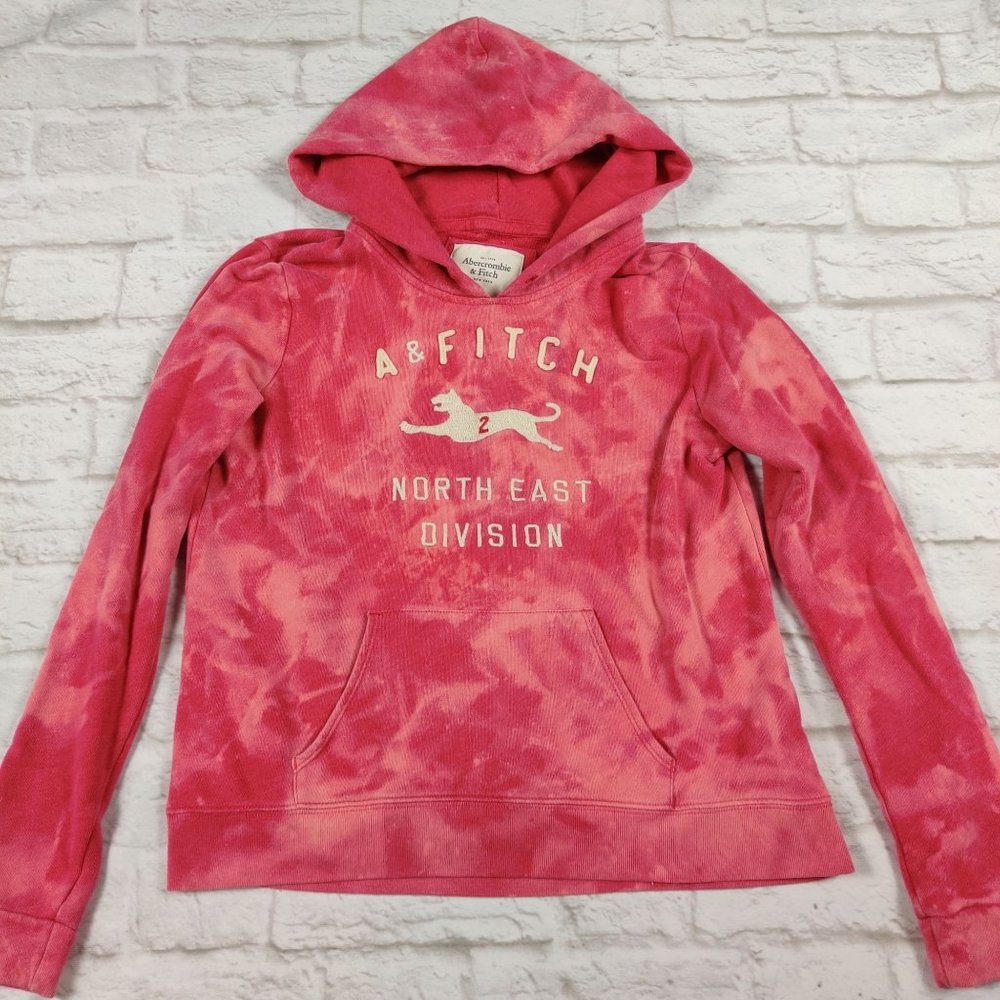 Abercrombie & Fitch Hoodie Sweatshirt Custom Upcycled Reverse Tie Dye Pink Sz M